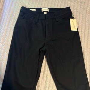 High Rise Slim Straight Black Jeans